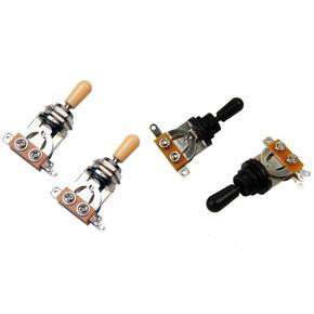 4x Metric 3 Way Short Straight Guitar Pickup Selector Toggle Switch Knob Silver & beige & Silver & black