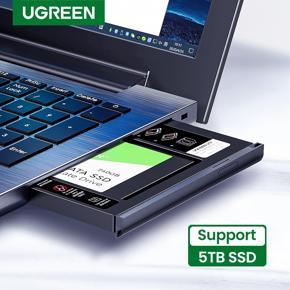 UGREEN HDD Caddy 9.5mm SATA to USB 3.0 for 2.5" External Hard Drives for Laptop D'VD-ROM Optical Bay 5TB HDD SSD Case Caddy
