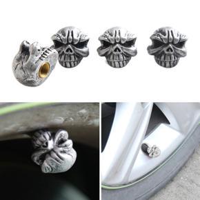 Aluminum Alloy Valve Caps Silver Bucktooth Type Tyre Valve Dust Caps for Car, Motorbike, Bike and Bicycle, 4 Pack