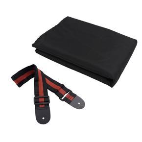 BRADOO- 1Pcs Guitar Straps Nylon Acoustic Guitar Strap Black + Red & 1Pcs Piano Keyboard 61 Key Keyboard Cover Dust Cover