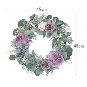 Spring Wreath Artificial Rabbit Ear Leaf Wreath for All Seasons Round Wreath for Front Door Farmhouse Wall Window Decor