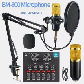 BM 800 Professional Studio Condenser 3.5mm Microphone Wireless Karaoke Microphone With V8XPRO Sound Card PC Computer Phone MIC