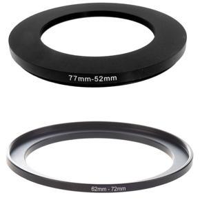 2 Pcs Camera Parts Lens Filter Step Up Ring Adapter Black, 62mm-72mm & 77mm-52mm