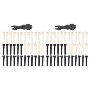 ARELENE 72 Pieces Acoustic Guitar Bridge Pins Pegs in White and Black with 2 Piece Bridge Pin Puller Remover in Guitar