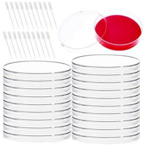 20 Pcs Plastic Petri Dishes,Sterile Plastic Petri Dishes with Lid,100X15mm,with 20 Pcs Plastic Transfer Pipettes for Lab