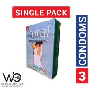 Coral - Ultra Thin Extra Time Lubricated Natural Latex Condom - Single Pack - 3x1=3pcs