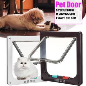 Pet Pet Supplies Cat Door Free Entry and Exit Door Lockable Flexible Transparent Flip Door Design - [Brown, White]