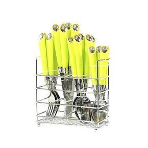 Stainless Steel With Food Grade Plastic Handle Cutlery/Spoon Set 24 Pieces - Lemon Color