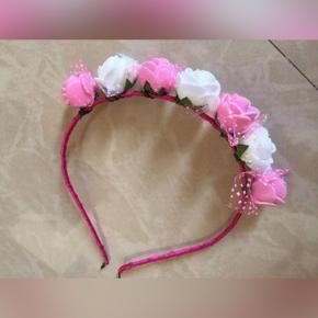 Artificial White And Pink Flower Hair Band