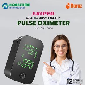 Jumper Latest LED Display Finger Tip Pulse Oximeter for SpO2/PR- 500G | 1 Year full Replacement Warranty by Honestime