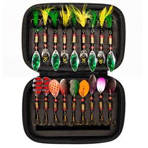 ARELENE 16Pcs/Set Fishing Lures Sequins Spoon Baits Set with Zipper Tackle Bag Treble Hooks Hand Spinner Fly Fishing Tackle