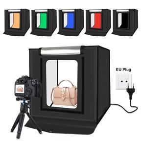 PULUZ 40cm Folding Portable 24W 5500K White Light Dimmable Photo Lighting Studio Shooting Tent Box Kit with 6 Colors Backdrops (Black, Orange, White, Red, Green, Blue), Size: 40cm x 40cm x 40cm(EU Plu