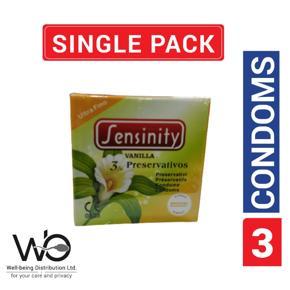 Sensinity Ultra Fine Ribbed & Dotted Vanilla Flavor Condom - Single Pack - 3x1=3pcs