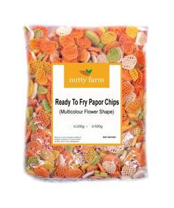 Ready To Fry Flower Shape (Multicolour) Papor Chips / Crunchy Papad / Papor / Chips / Snacks - 200 Gm