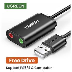 UGREEN USB Audio Adapter External Stereo Sound Card with 3.5mm Headphone Microphone Jack for Windows Mac Linux PC  Desktops PS5