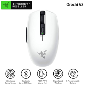 Razer Orochi V2 Wireless Gaming Mouse Portable Ultra-lightweight Mouse Support BT&Razer Hyperspeed Wireless Connection White