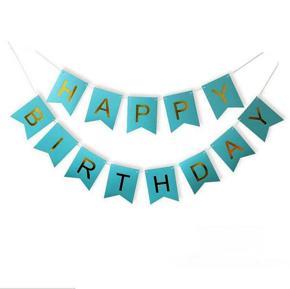 Happy Birthday Paper Card Banner, Letters Banner for Party Supplies, Birthday Decorations - Sky Blue