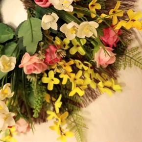 Spring Wreath for Front Door - Colorful Floral Wreath with Rose, Winter Jasmine, Daisy and Ferns for Wedding Wall Decor