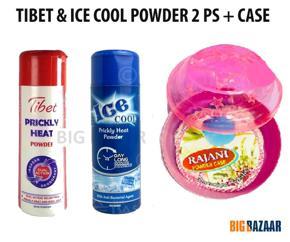 Ice Cool & Tibet Prickly Heat Powder 100g 2pcs & Powder Case