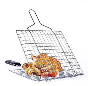 Stainless Steel Portable BBQ Net Holder Clip - Silver Color