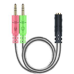 Headset Splitter Cable for PC 3.5mm Jack Headphones Adapter
