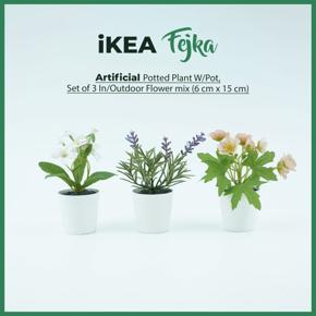 FEJKA artifi potted plant w pot, set of 3 in/outdoor flower mix 6 cm