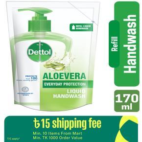 Dettol Handwash Aloe Vera 170ml Refill, Liquid Soap with Aloe Vera Extract