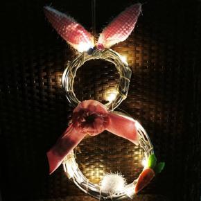 Easter Vines Circle Wreath Decoration with Lights for Home Window Pendant