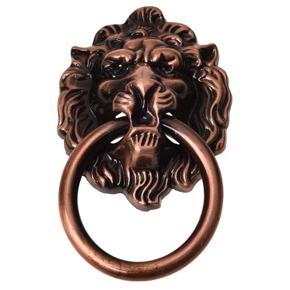 Antique Style Copper Tone Metal Lion Head Shaped Drawer Pull Handle 2.5"