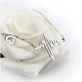 Cute Heart Beat Wave Long Chain  Silver Necklace