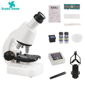 Green Home Science Kit Portable School Laboratory Science Microscope Kit