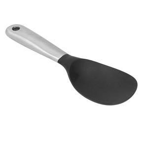 Stainless Steel Silicone Clad Steel Rice Spoon Kitchen Utensils Non-Stick Heat-Resistant, Environmentally Friendly Black