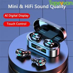 Mini TWS Earphone Bluetooth V5.1 Wireless Sport Waterproof Headphone 9D HiFI Stereo Touch Digital Display Earbud Gaming Headset with Mic for Android IOS