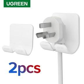 UGREEN 2Pcs/pack ABS Stick Wall Hook Hanger Holder for Power Line Key White