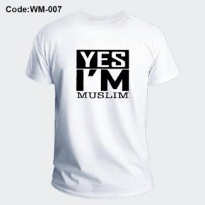 Yes I`M Muslim White  Half Sleeve T-Shirt For Men