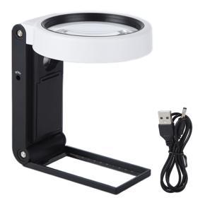 TH‑7018A Magnifier w/6 LED Lights 2xUV Handheld Foldable Magnifying Glass 6X/25X