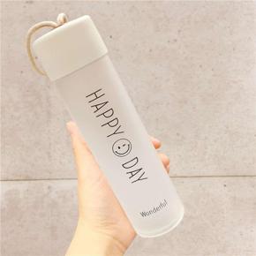 HAPPY DAY Portable Frosted Glass Water Bottles 360ml - 1 Piece Transparent