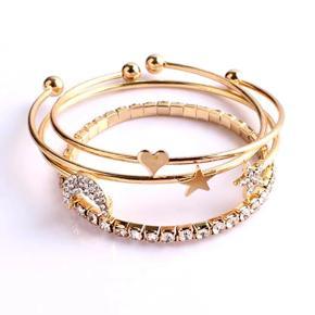 Fashion 4pcs/set Stars Moon Bracelets for Women Charming Lady Crystal Bracelet Female Party Jewelry Accessories