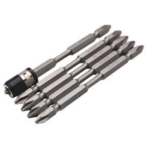 5Pcs S2 Screwdriver Bits Set 100Mm Phillips Strong Magnet Driver Steel Double Head Hex Shank With Magnetizer Ring