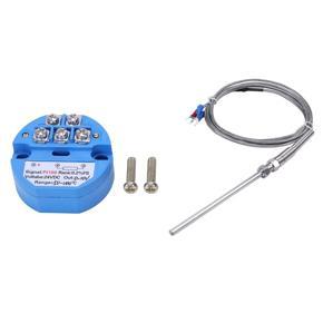 BRADOO- 1Pcs RTD PT100 Temperature Transmitter DC24V Minus 50 - 100 Degree Output 0-10V & 1Pcs Steel Temperature Probe Pt100 RTD Sensor Cable 2M 98 Mm 3 Wires -50 - 400 Celsius