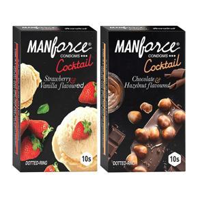 Manforce Cocktail Condoms Combo Pack (Strawberry+ Vanilla & Chocolate+ Hazelnut)- 10"s (Pack of 2)