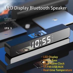 LED TV Sound Bar Clock Wired Wireless Bluetooth Speaker Home Theater Surround Subwoofer AUX USB for PC TV Computer Good effect and easy to use