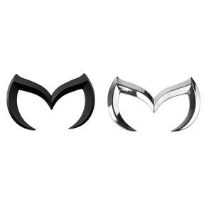 2x Black/Silver Evil M Logo Emblem Badge Decal for Mazda All Model Car Body Rear Trunk Decal Sticker Nameplate Decor
