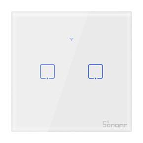 SONOFF T0UK2C-TX 2 Gang Smart WiFi Wall Light Switch APP/Touch Control Timer UK Standard Panel Smart Switch Compatible with Goog-le Home/Nest & Alexa