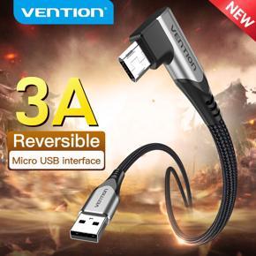 Vention Micro USB Cable 3A 90 Degree Fast Charge Data Cable For Xmi Samsung Android Mobile Phone USB Charger Cable Cord