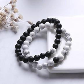 Lava Stone Aromatherapy Beaded Couple Bracelet- 2pc