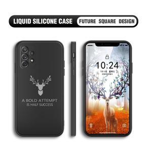 Hontinga for Samsung Galaxy A72 Case Soft Silicone Square ELK Deer Reindeer Phone Cases Full Cover Camera Shockproof Protection Rubber Case