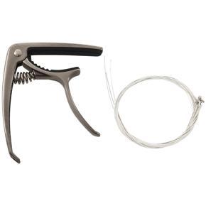 1x 2-In-1 galactic Aluminum Single-Handed Guitar Capo with Bridge Pin Puller & 6x 150XL Gauge 0.009 Inch Steel Strings