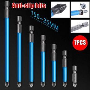 DASI 7pcs/set 25-150MM Cross Anti-Slip Bits PH2 Anti Slip Electric Screwdriver Bit Magnetic Hand Tools Bits Precision Hex Shank