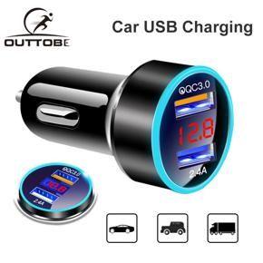 Outtobe Car Charger Adapter Quick Charge 5.4A Dual USBPorts Adapter Mini Fast ChargingDual Socket Adapter USB Plug Converter Compatible Fast Car Adapter with Blue Light for iPhone iPad Android